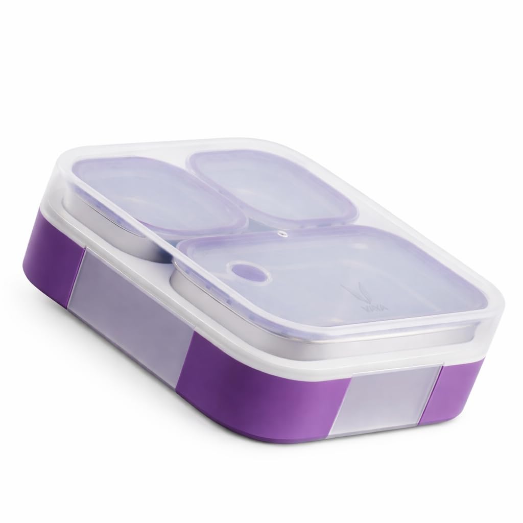 VAYA Tydbyt Kids Lunch Box 650ml Stainless Steel Bento Tiffin Box with 3 Leakproof Containers