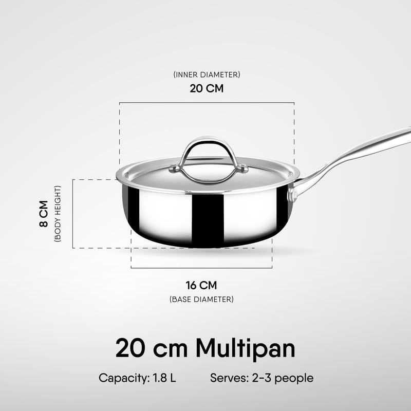 Stahl Artisan Multipan Saute Pan 1.8L 20cm Stir Fry Induction Gas