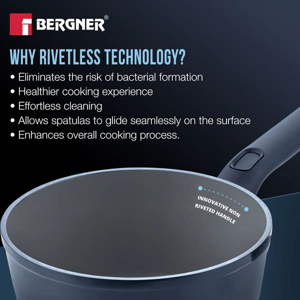 Bergner Jade Forged Aluminium Saucepan 18cm (1.8L) with Glass Lid | Ceramic Non-Stick