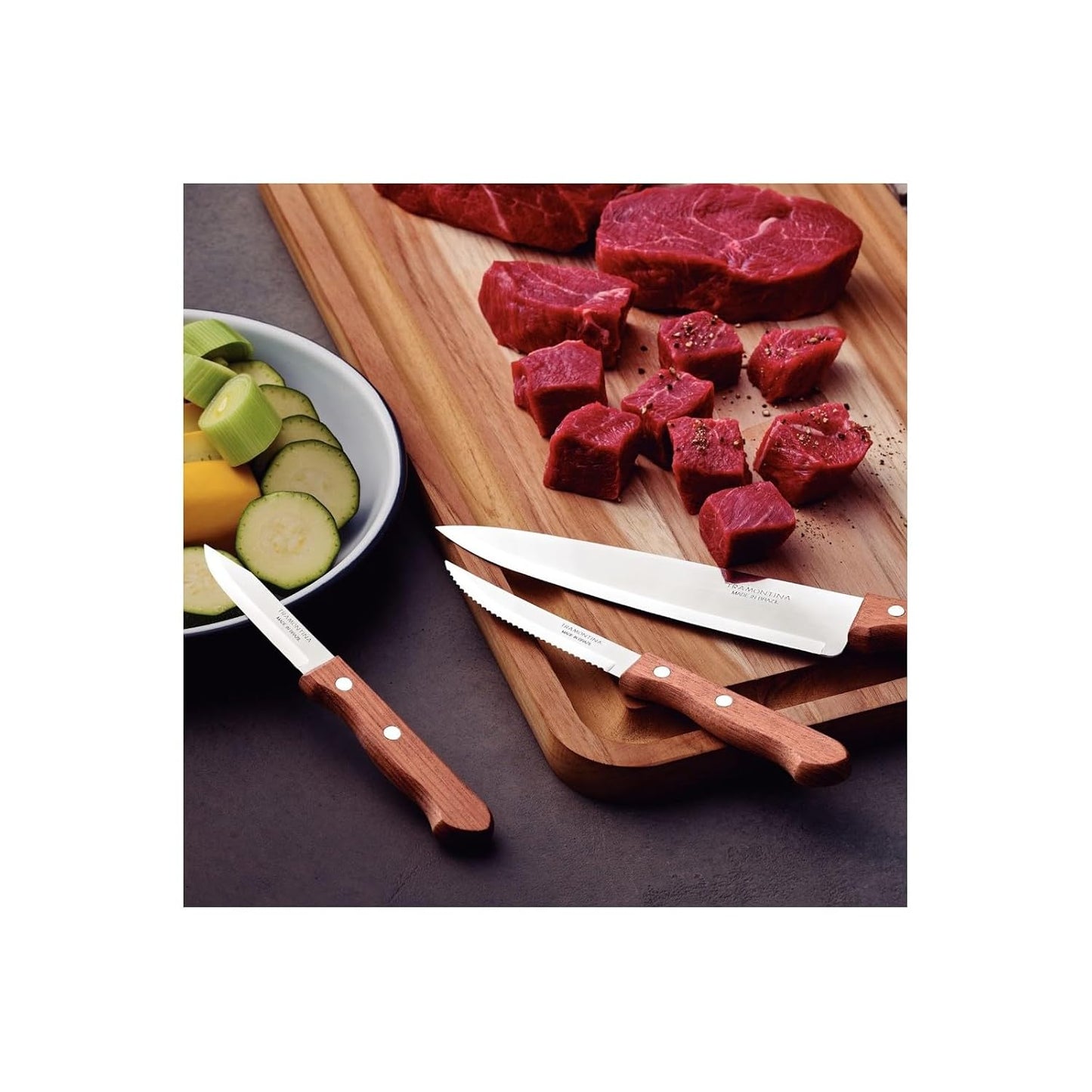 Tramontina 6-Inch Professional Chef Knife | Premium Stainless Steel Kitchen Knife | Ergonomic Natural Wood Handle | Razor Sharp Multipurpose Cutting Blade