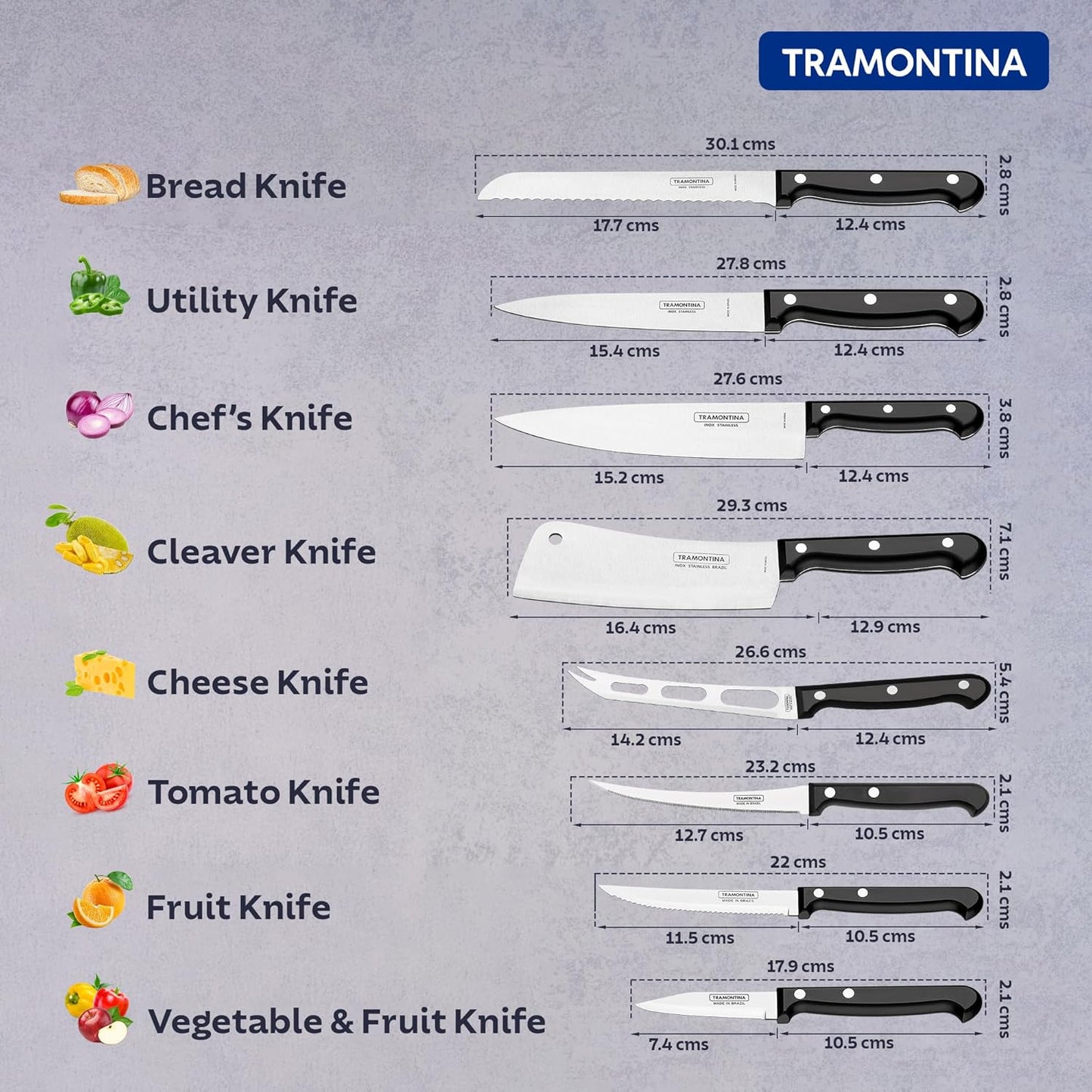 Tramontina Ultracorte 3-Inch Fruit & Vegetable Knife | Ultra Sharp Antimicrobial Blade with Comfortable Black Handle