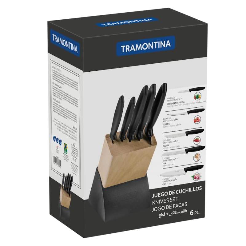 Tramontina Stainless Steel Knife Block Set of 6 | Kitchen Knife Collection