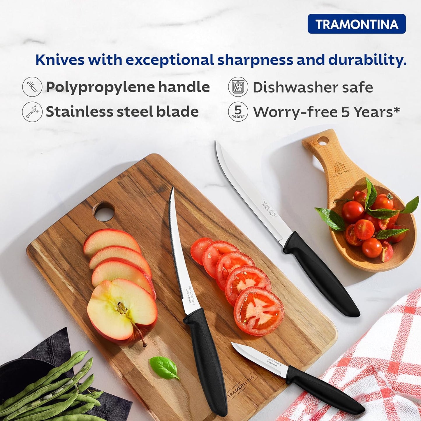 Tramontina Stainless Steel Knife Set of 3 | Kitchen Knives