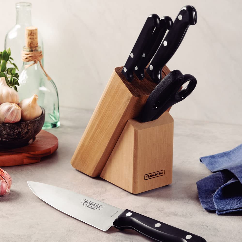 Tramontina 8 Inch Stainless Steel Knife Block Set of 6