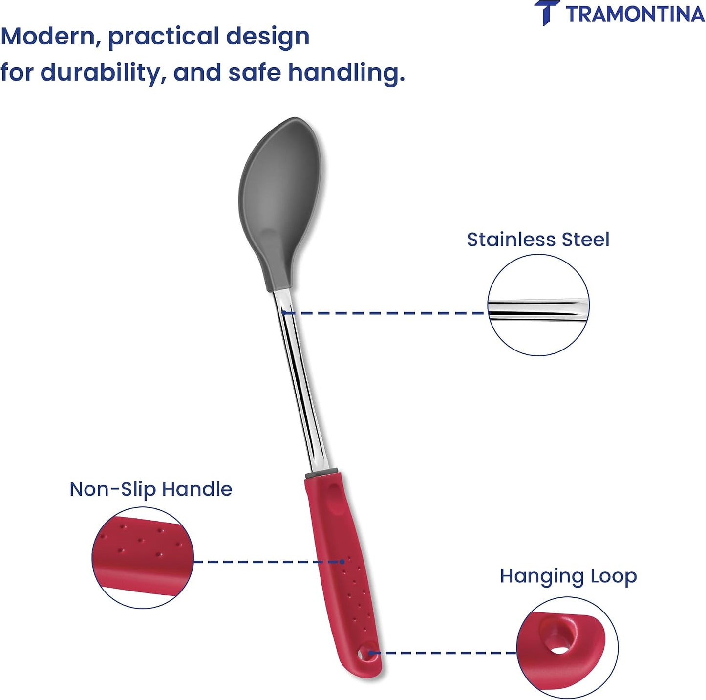 Tramontina Nylon Rice Spoon | Red Polypropylene Handle