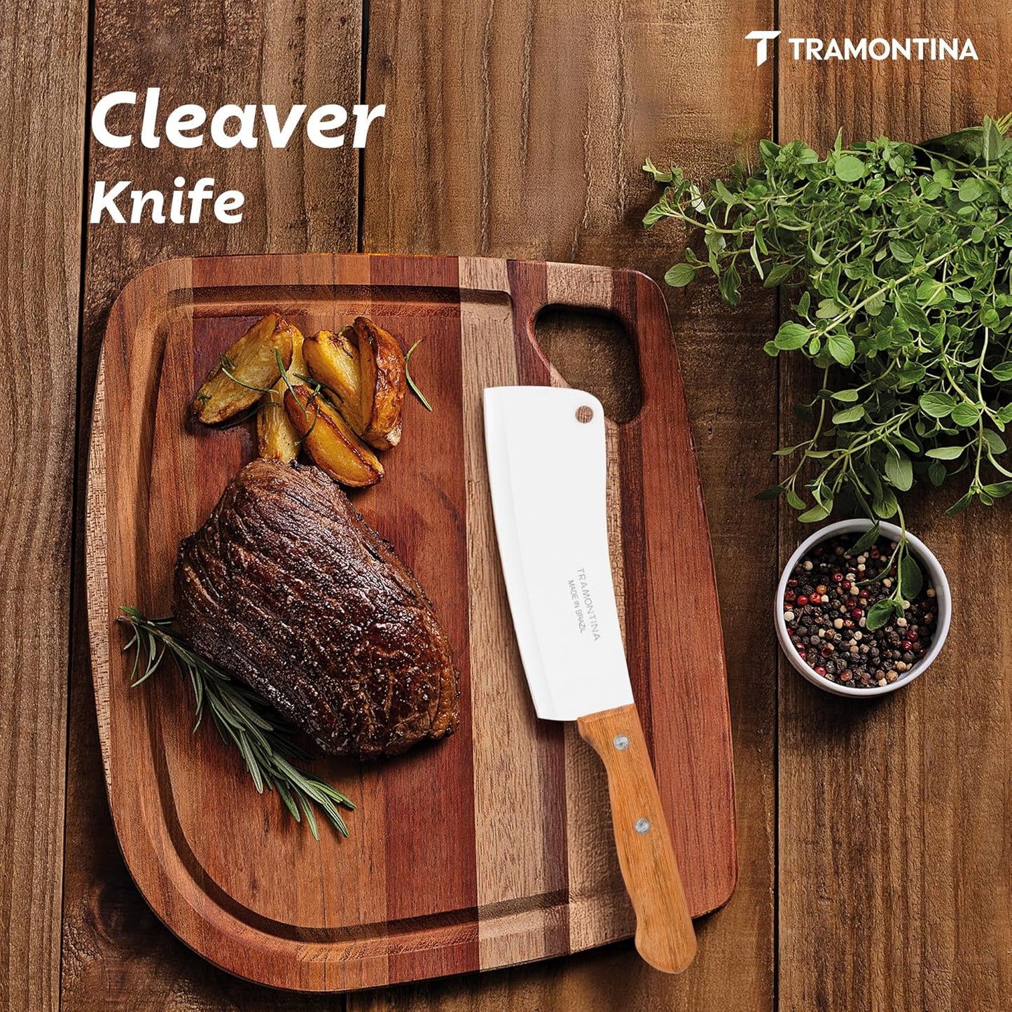 Tramontina 6 Inch Stainless Steel Butcher Cleaver | Bone Cutting Knife