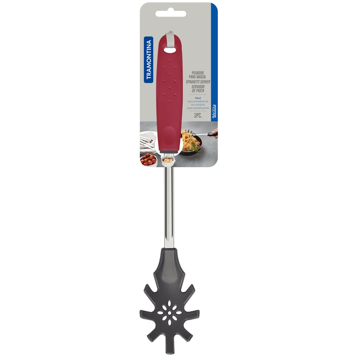Tramontina Nylon Spaghetti Server | Red Polypropylene Handle