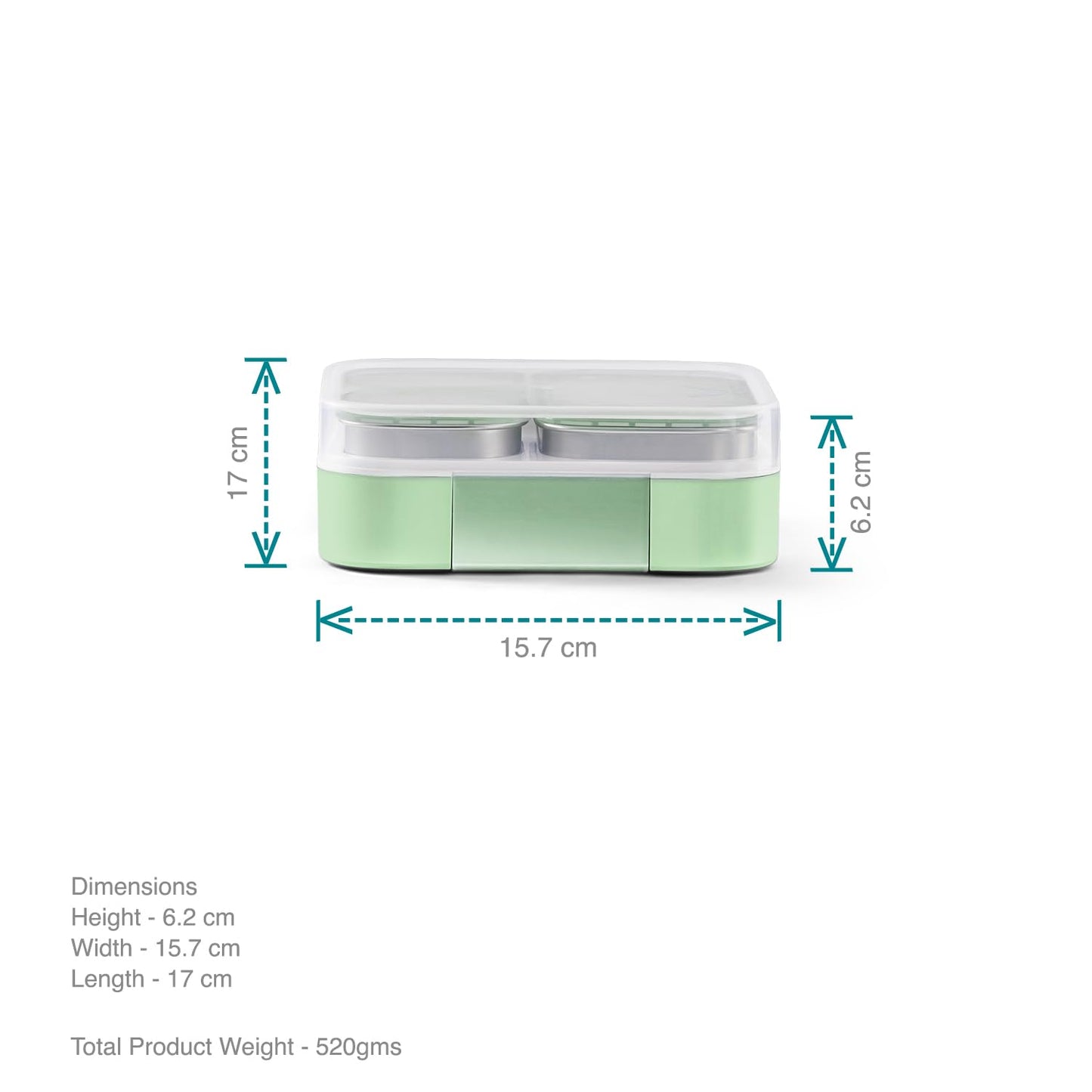 VAYA Tydbyt Kids Lunch Box 650ml Stainless Steel Bento Tiffin Box with 3 Leakproof Containers