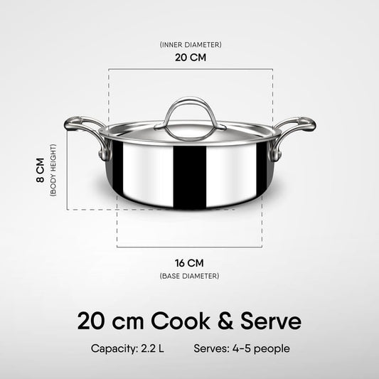 Stahl Casserole Triply Induction Gas Cook & Serve