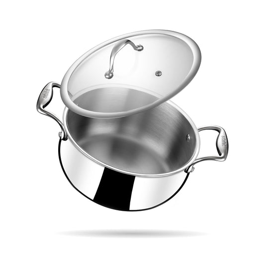 Stahl Triply Biryani Pot Sauce Pot 2.4L 3.2L 4.2L Induction Gas