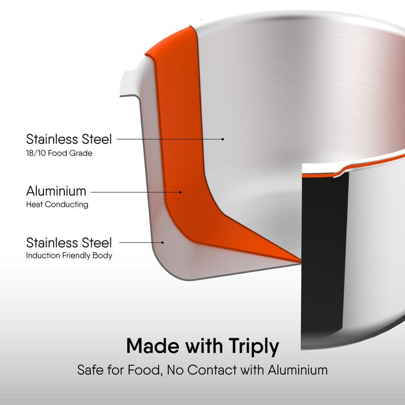 Stahl Triply Pressure Cooker Belly Induction Gas Outer Lid