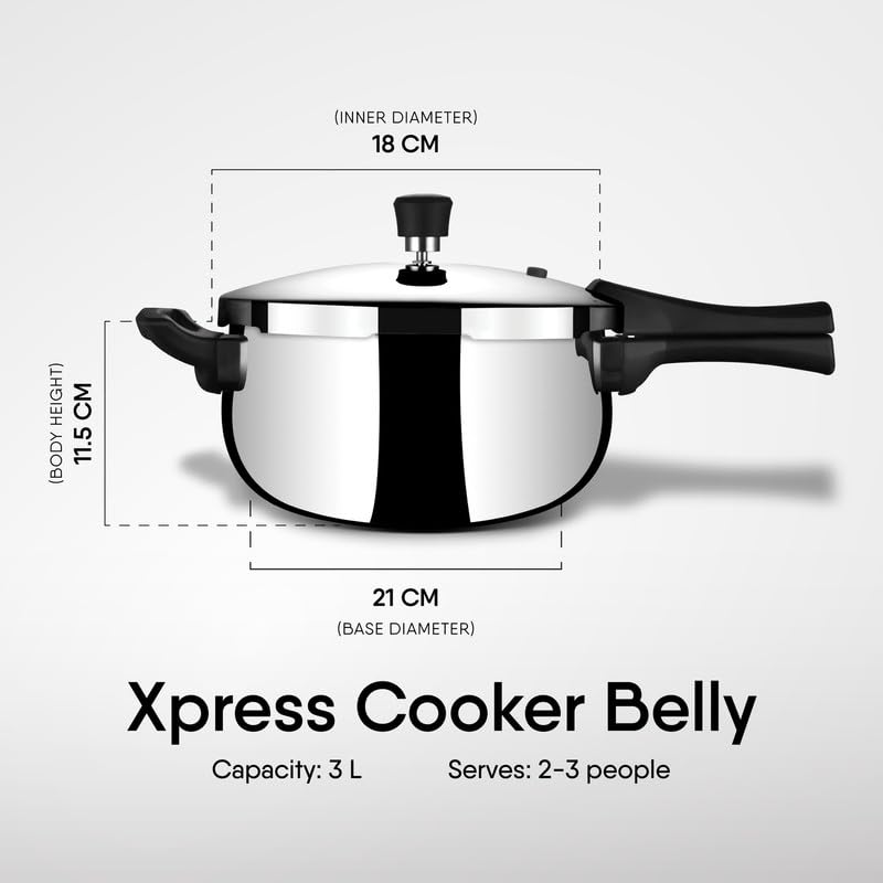 Stahl Triply Pressure Cooker Belly Induction Gas Outer Lid