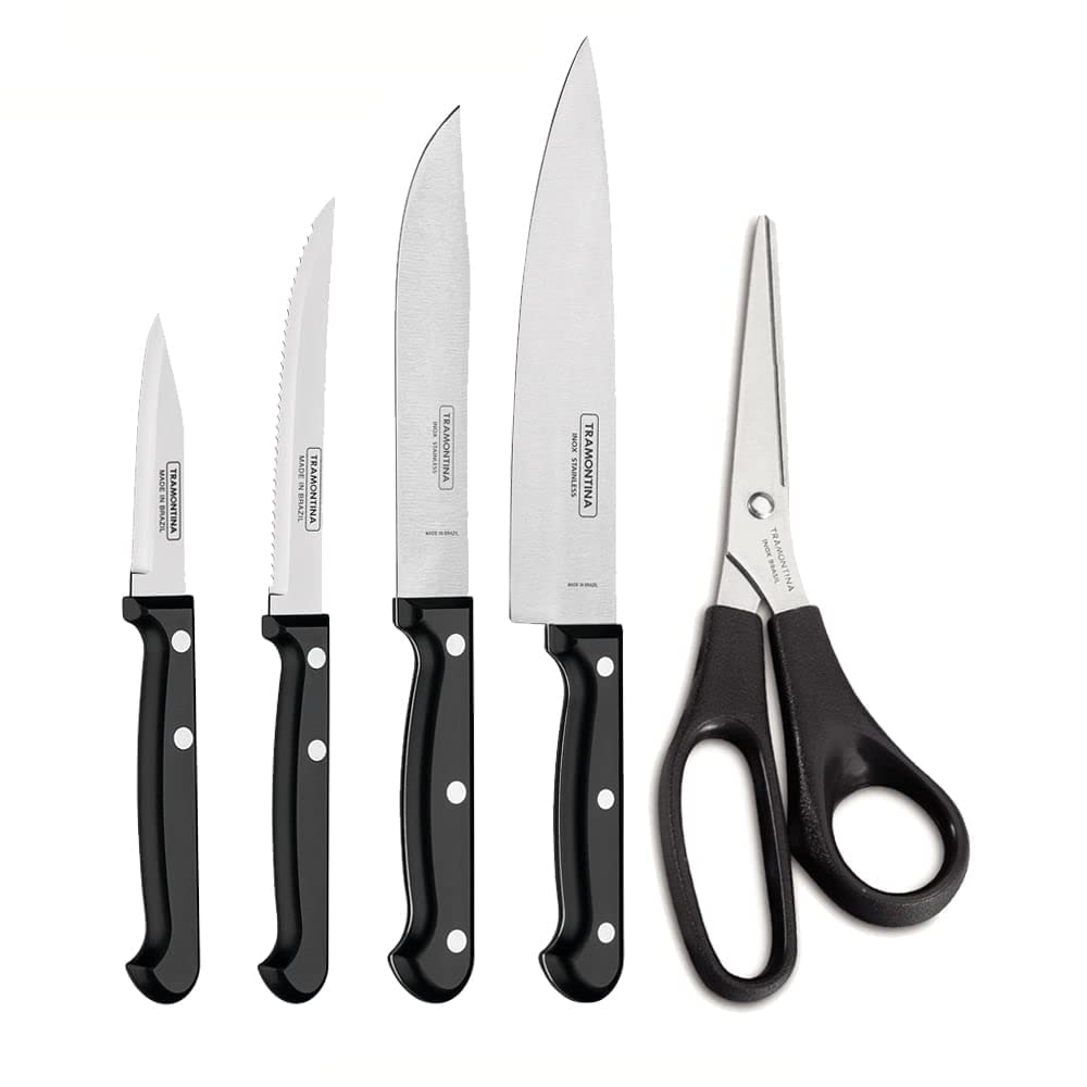 Tramontina 8 Inch Stainless Steel Knife Block Set of 6