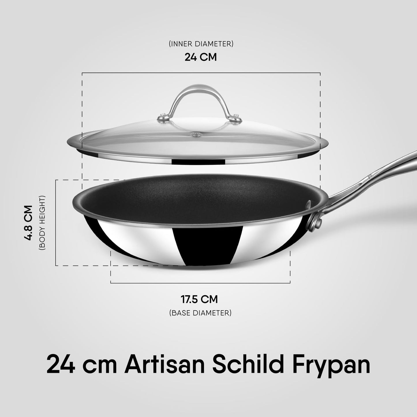 Stahl Schild Triply Non Stick Fry Pan with Glass Lid