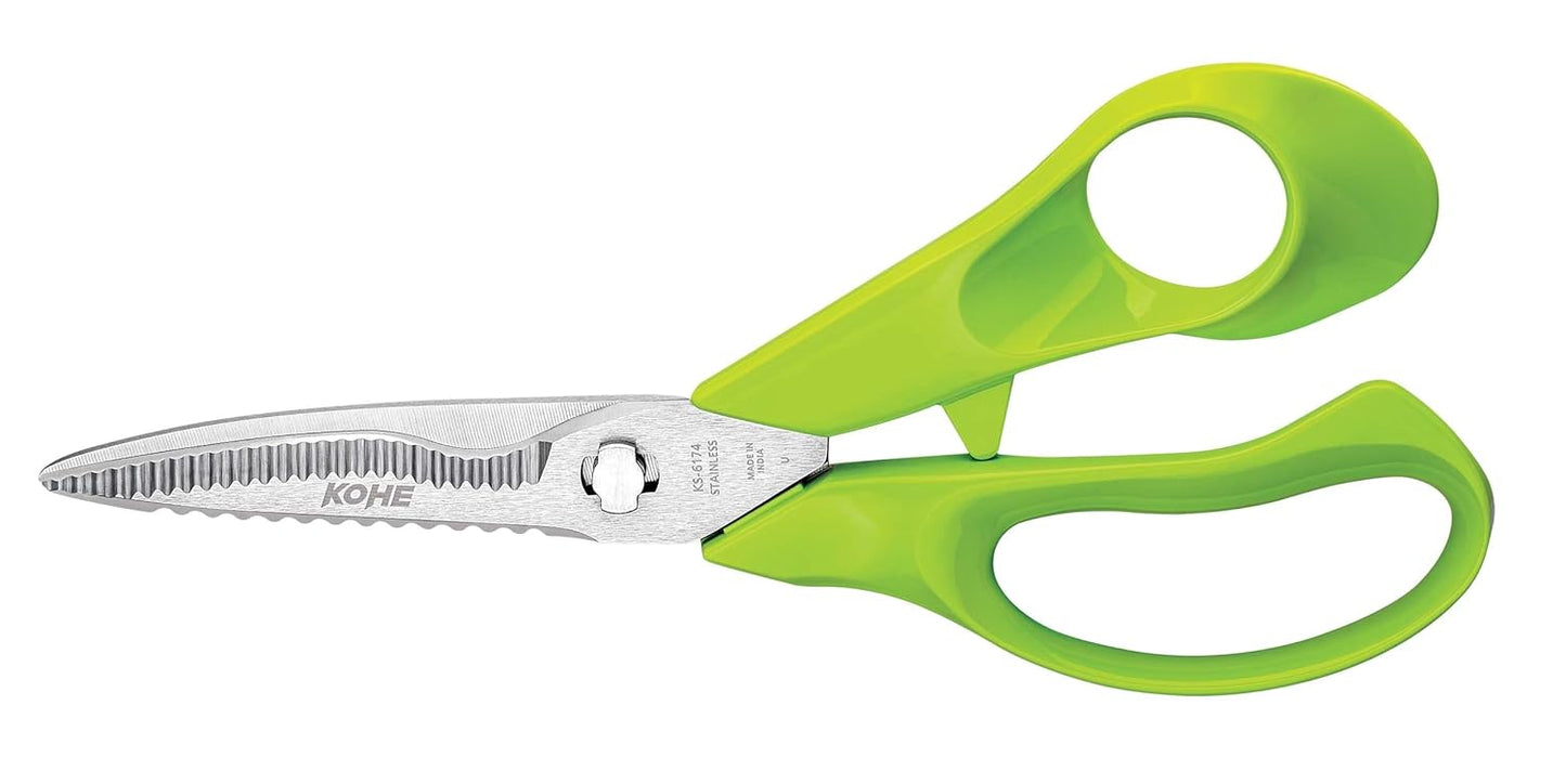 KOHE 5 in 1 Multi - Purpose Stainless Steel Detachable Kitchen Scissors with 1 Standard Non Serrated Classic Kitchen Knife | Kitchen Knife Set