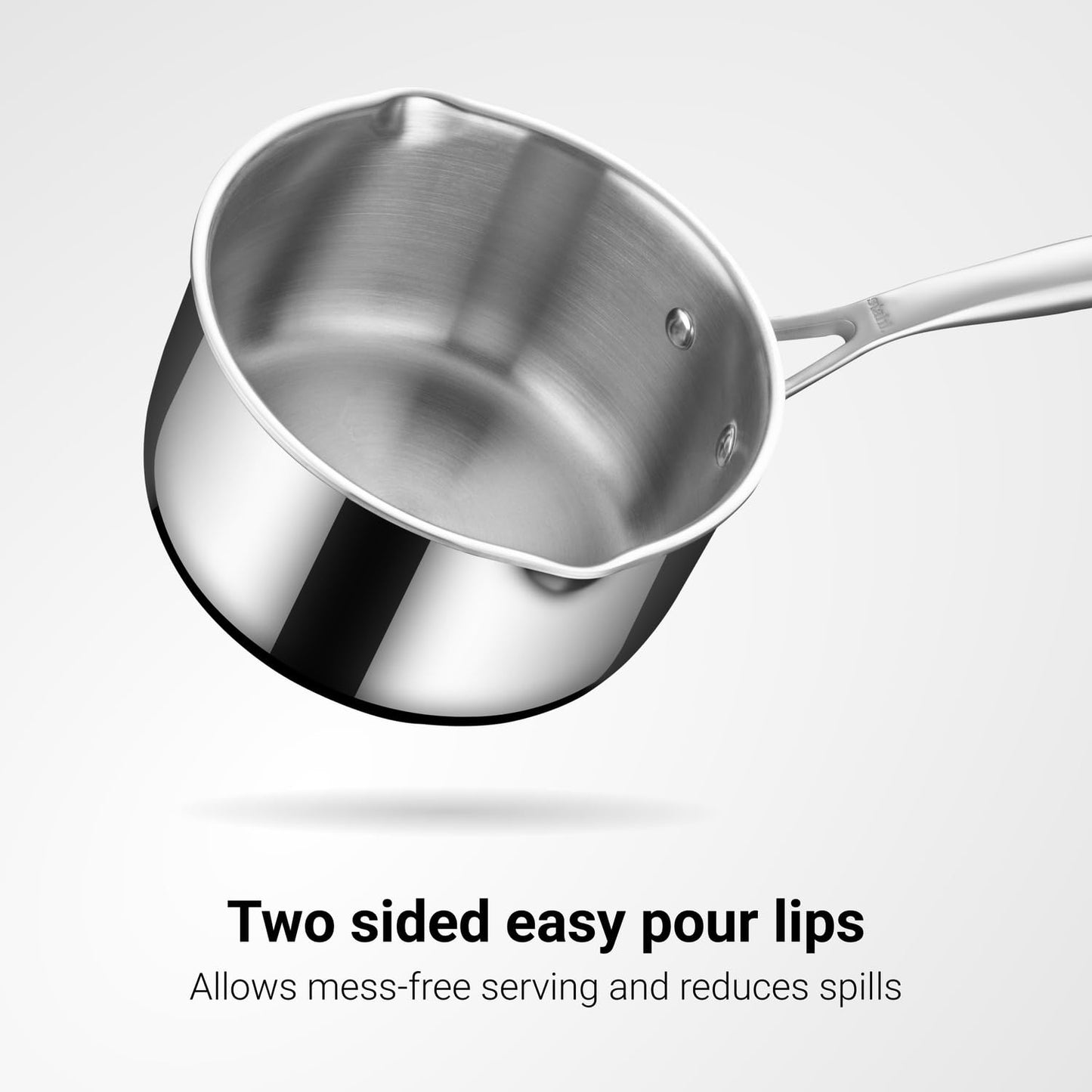 Stahl Triply Saucepan Dual Strainer Glass Lid Induction