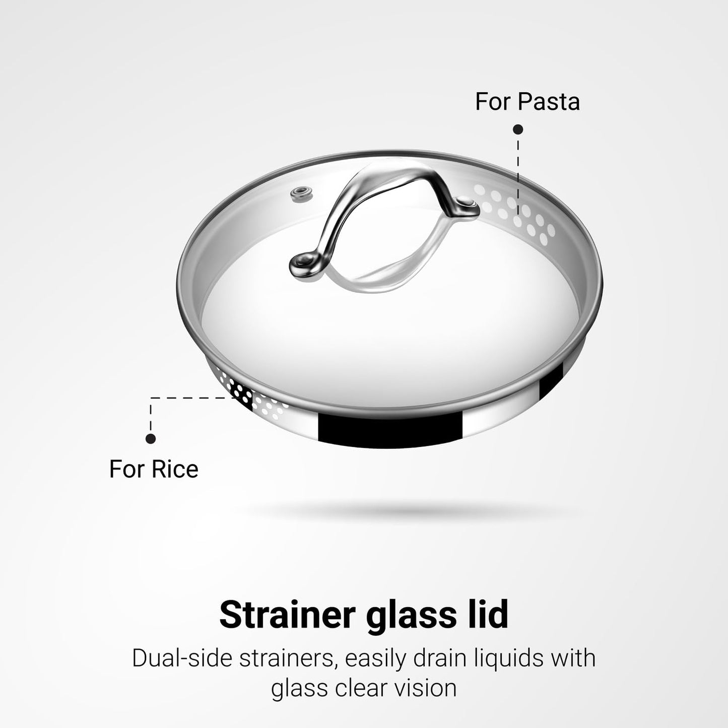 Stahl Triply Saucepan Dual Strainer Glass Lid Induction