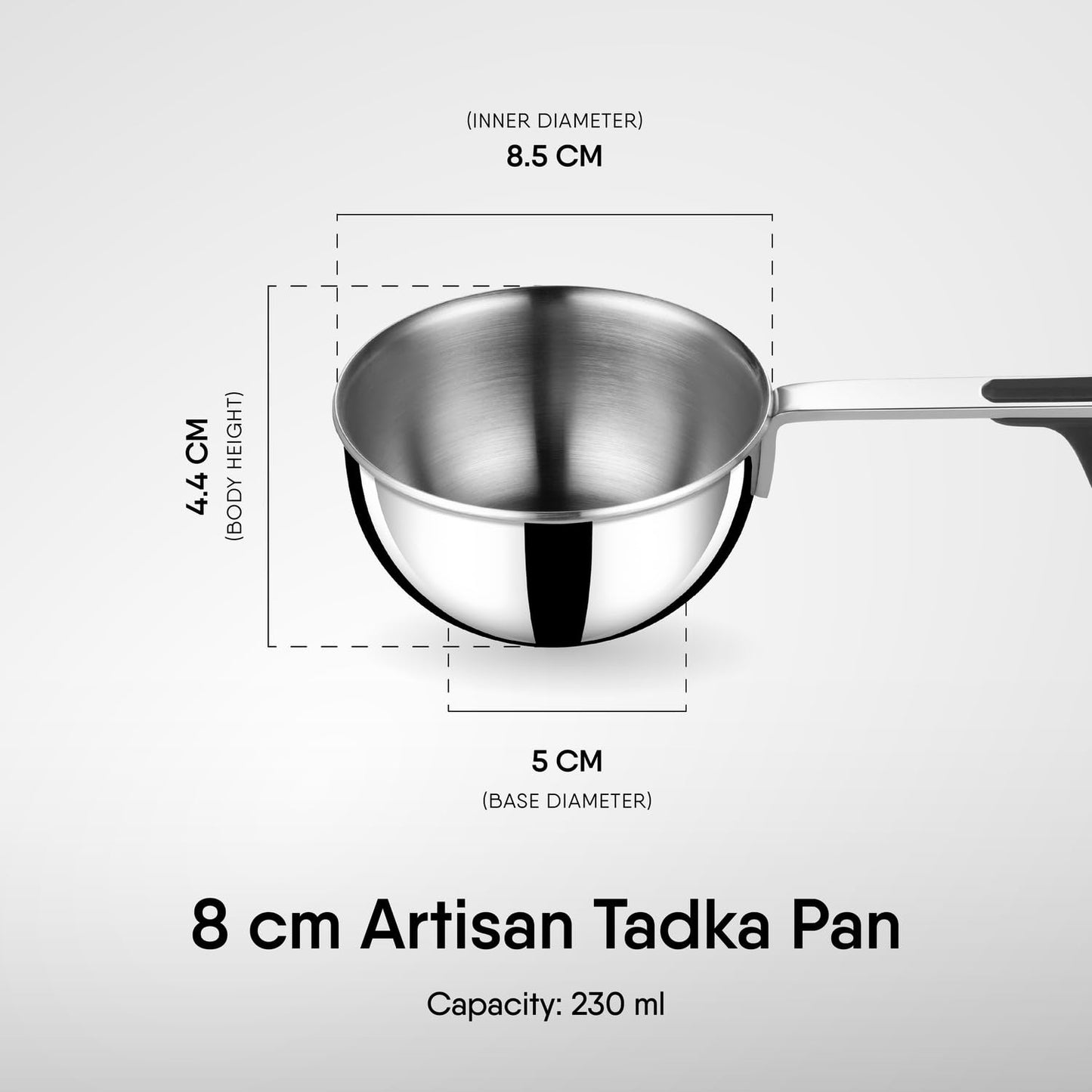 Stahl Artisan Triply Tadka Pan 230ml 300ml 500ml Induction Gas