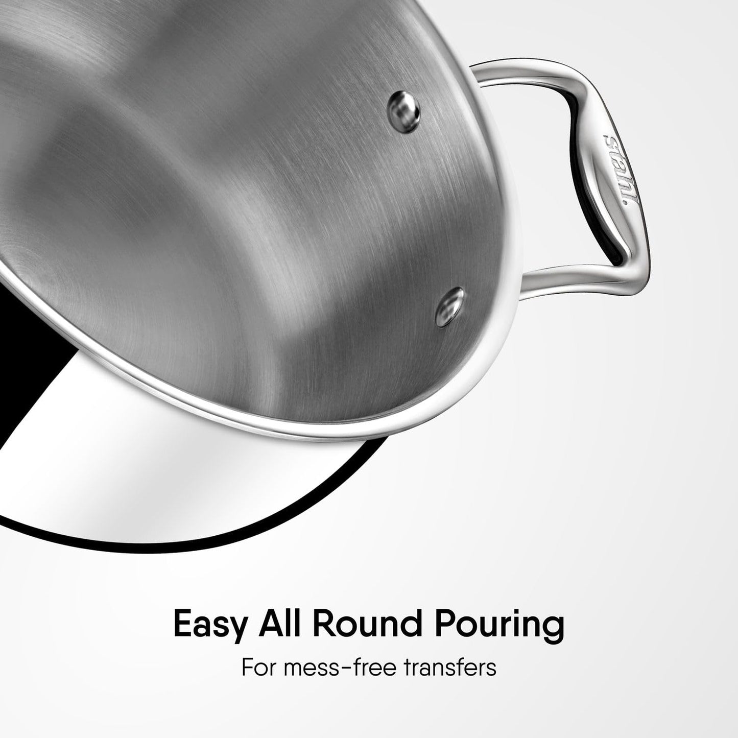 Stahl Triply Biryani Pot Sauce Pot 2.4L 3.2L 4.2L Induction Gas
