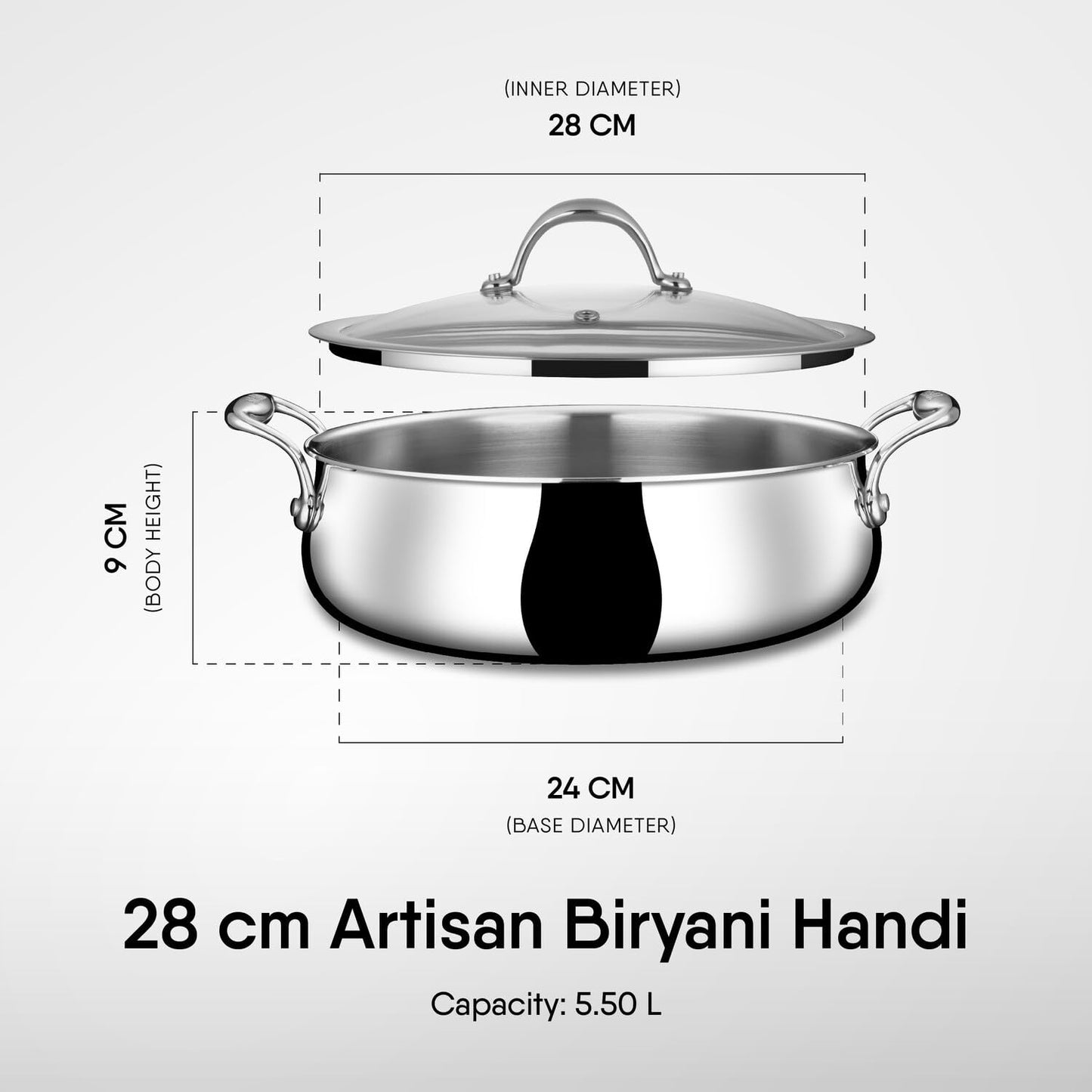 Stahl Artisan Biryani Pot Triply Induction Gas with Lid