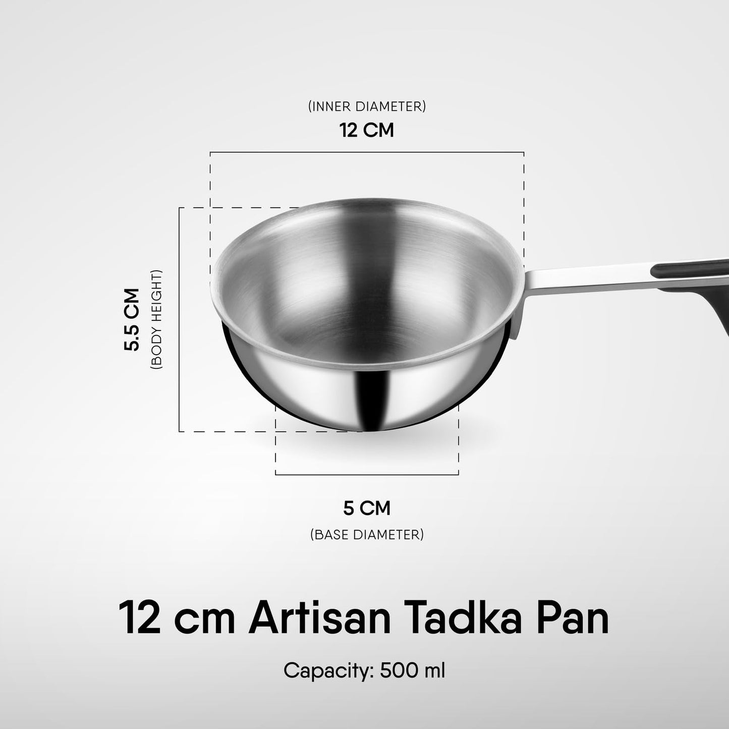 Stahl Artisan Triply Tadka Pan 230ml 300ml 500ml Induction Gas