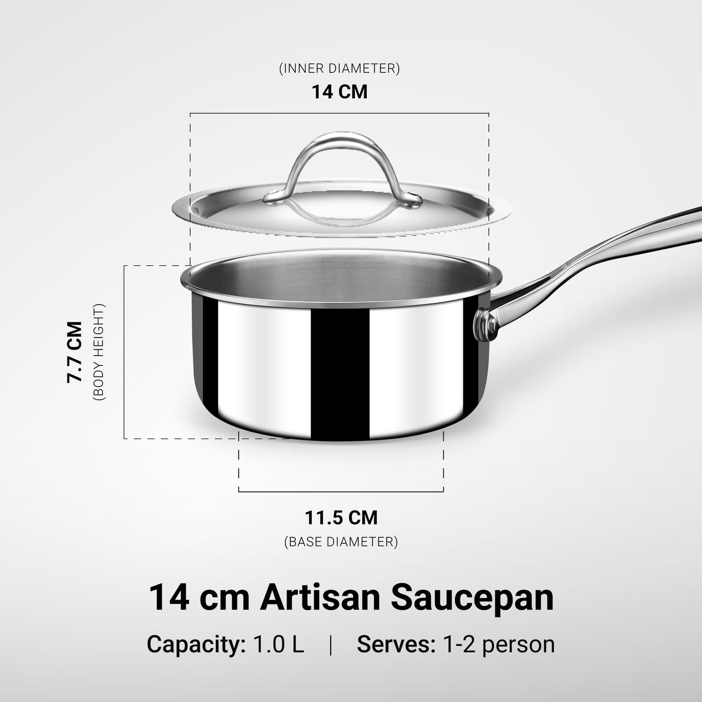 Stahl Artisan Triply Sauce Pan Milk Tea Pan with Lid