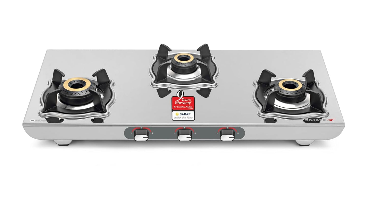 Sujata Majestic Gas Stove | SABAF Burners | ISI Certified | LPG & PNG