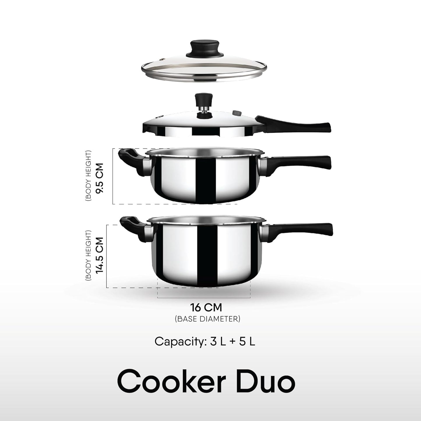 Stahl Triply  Broad and Tall Cooker Combo Induction Gas