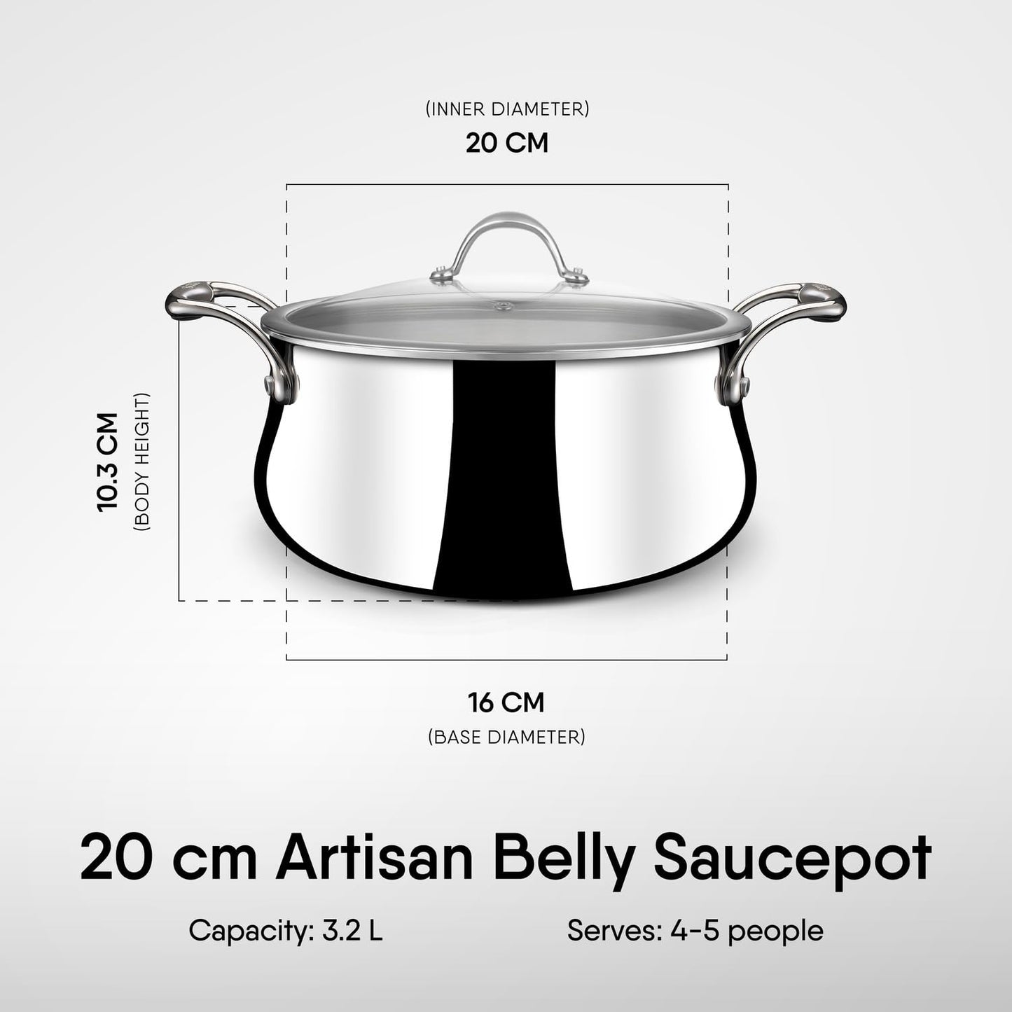 Stahl Triply Biryani Pot Sauce Pot 2.4L 3.2L 4.2L Induction Gas
