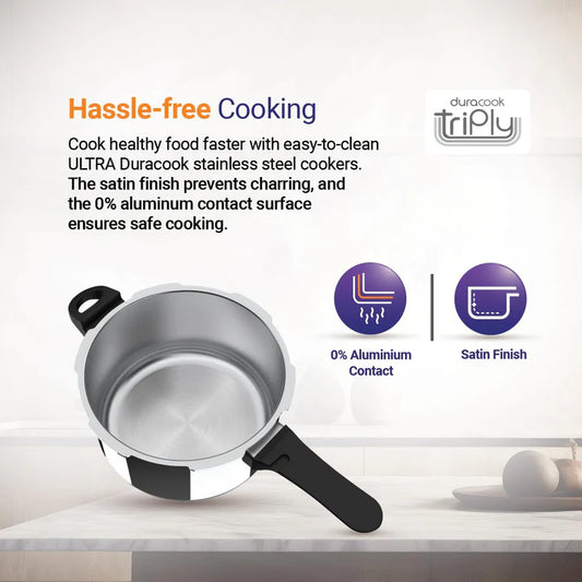 Endura Triply Stainless Steel  Pressure Cooker with Induction Bottom