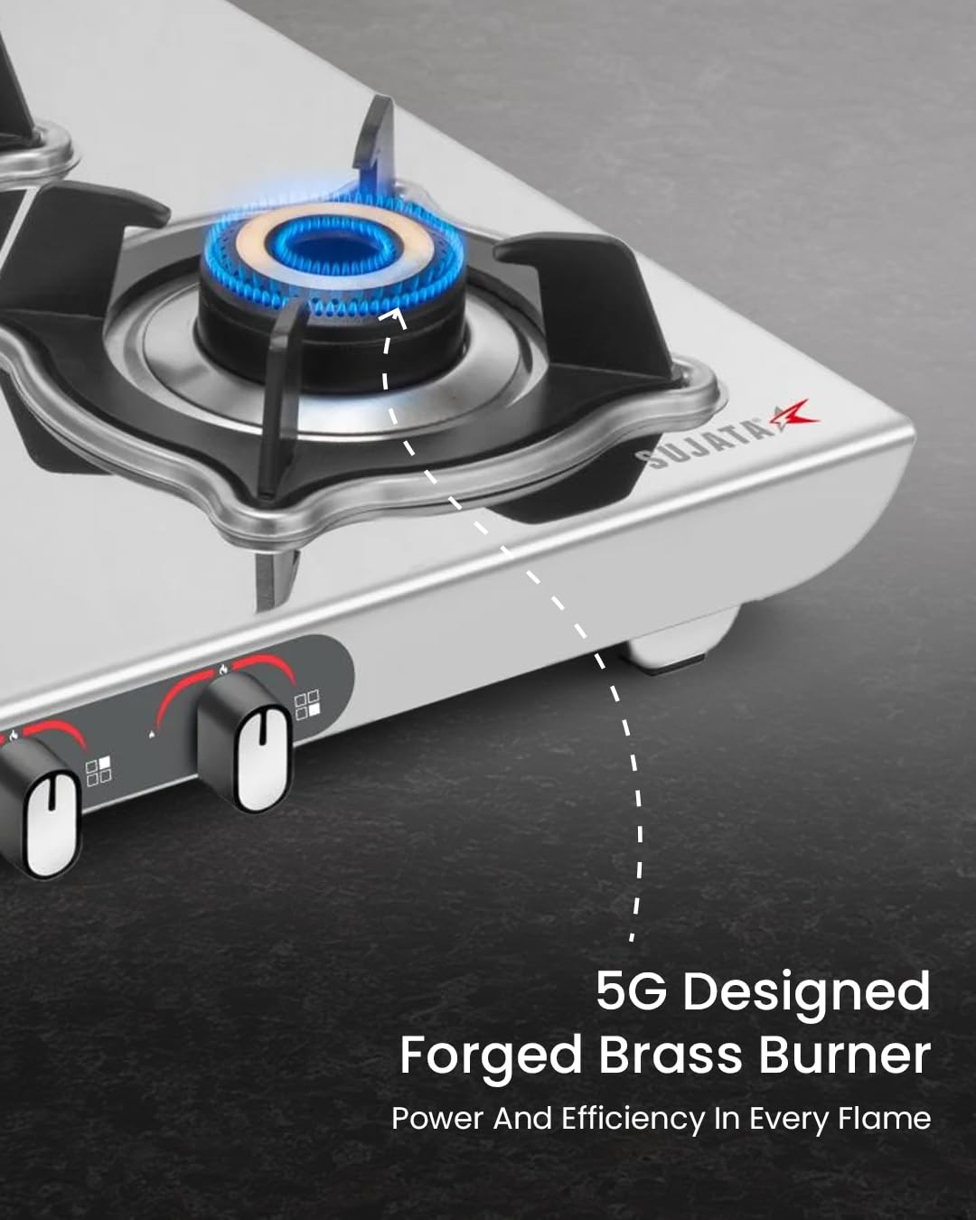 Sujata Majestic Gas Stove | SABAF Burners | ISI Certified | LPG & PNG