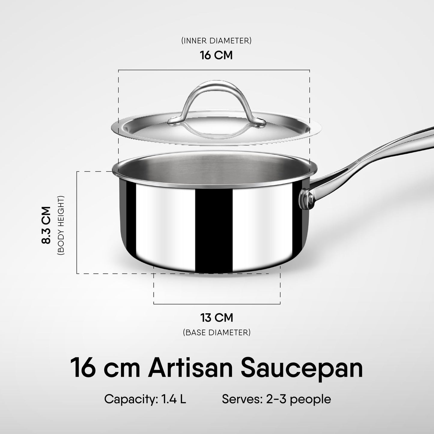 Stahl Artisan Triply Sauce Pan Milk Tea Pan with Lid