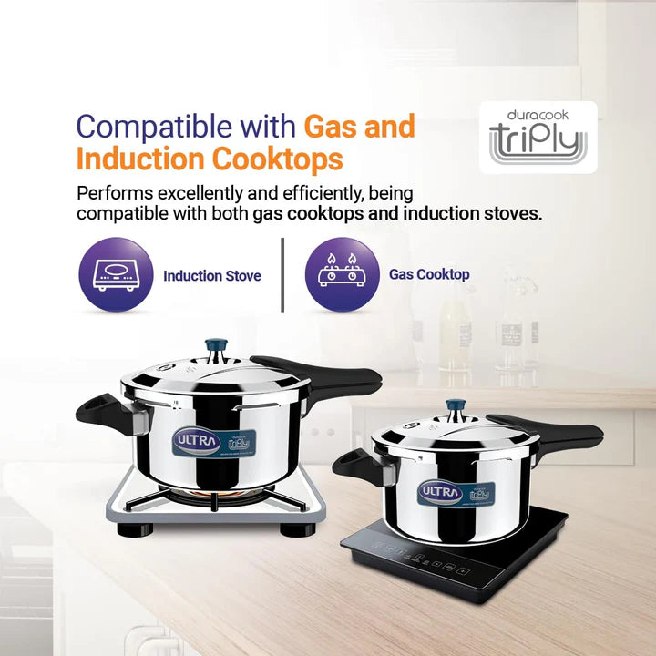 Endura Triply Stainless Steel  Pressure Cooker with Induction Bottom
