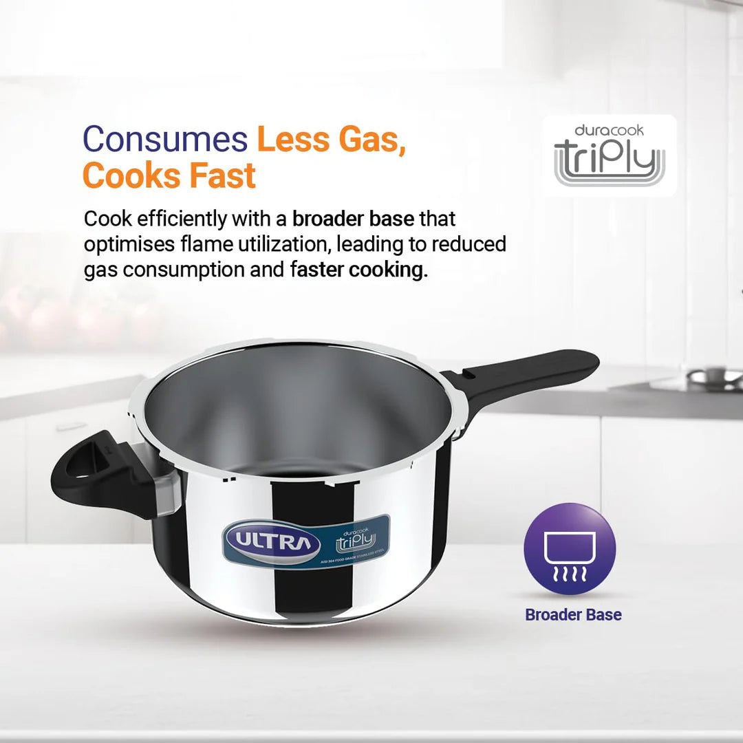Endura Triply Stainless Steel  Pressure Cooker with Induction Bottom