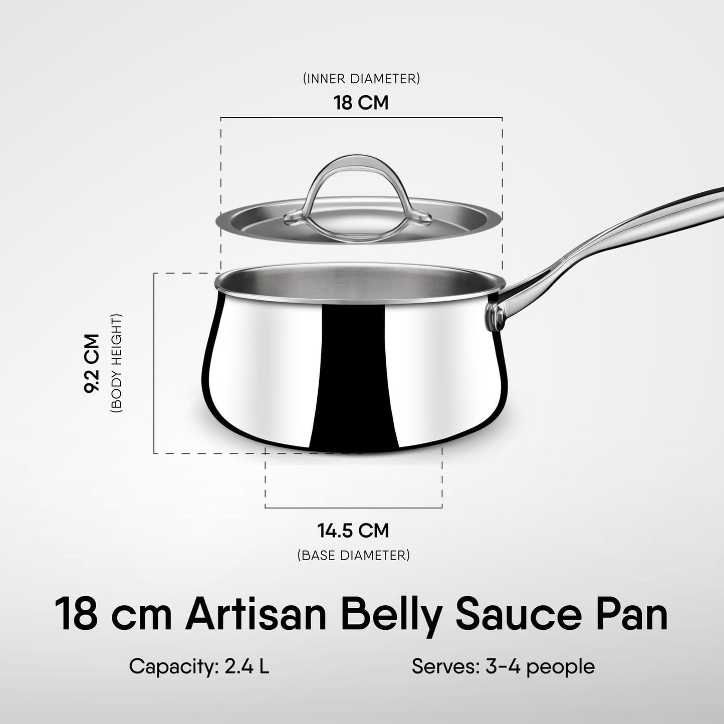 Stahl Triply Biryani Pot Sauce Pot 2.4L 3.2L 4.2L Induction Gas