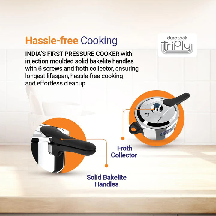 Endura Triply Stainless Steel  Pressure Cooker with Induction Bottom