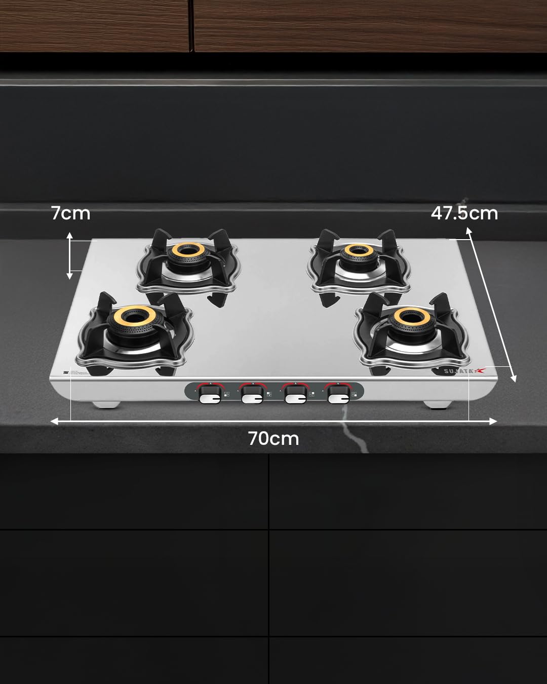 Sujata Majestic Gas Stove | SABAF Burners | ISI Certified | LPG & PNG