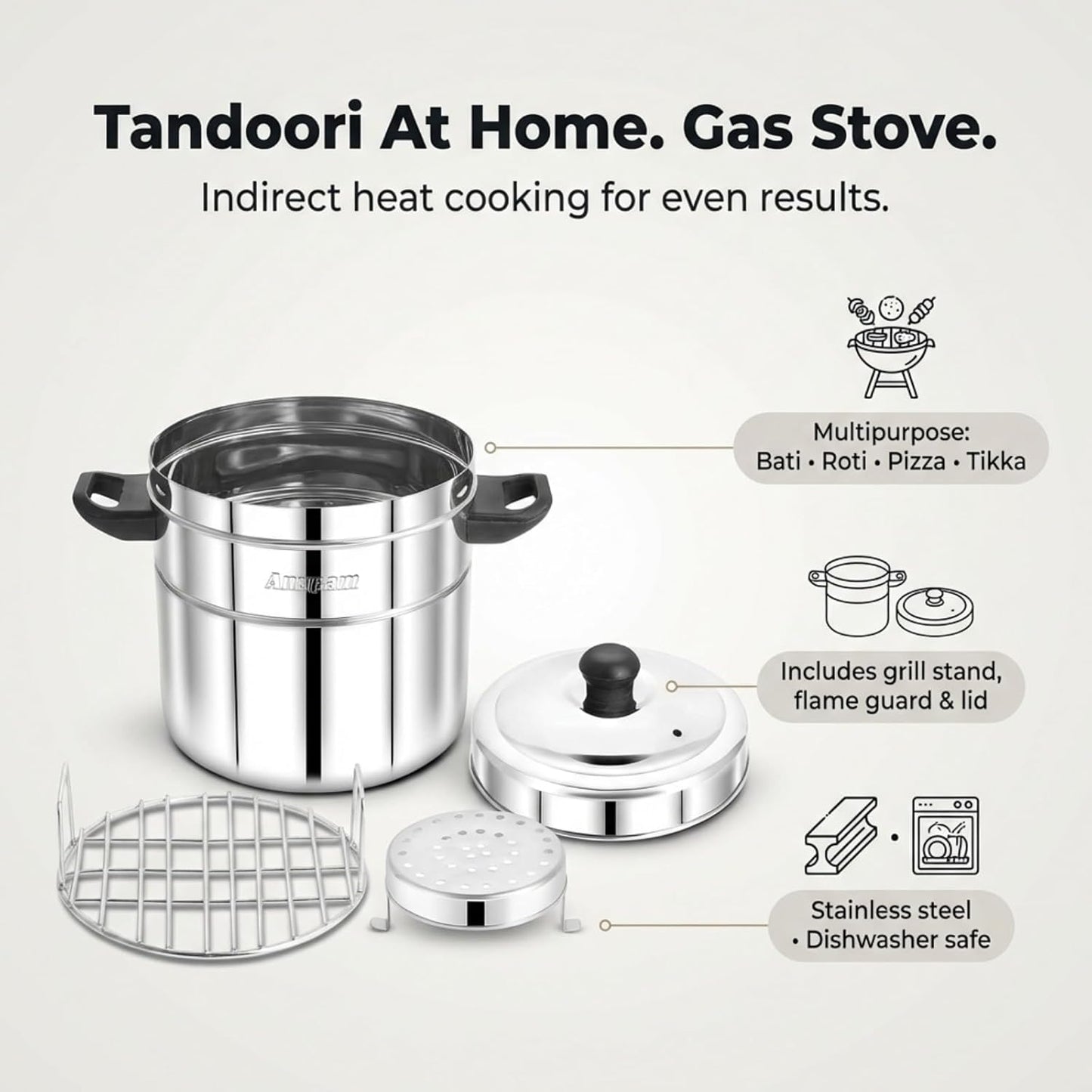 ANUPAM STEEL BATI MAKER GAS TANDOOR PIZZA MAKER MULTI-PURPOSE COOKER