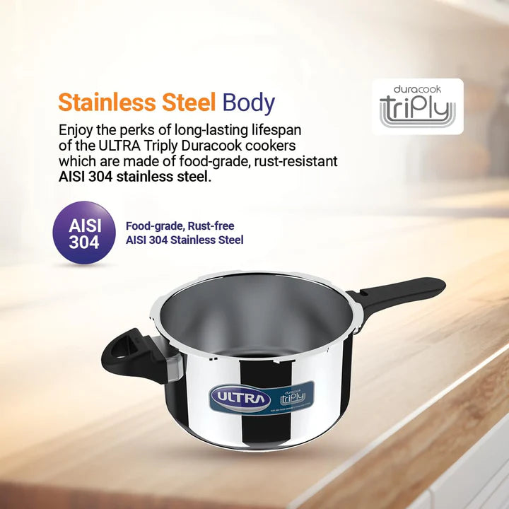 Endura Triply Stainless Steel  Pressure Cooker with Induction Bottom