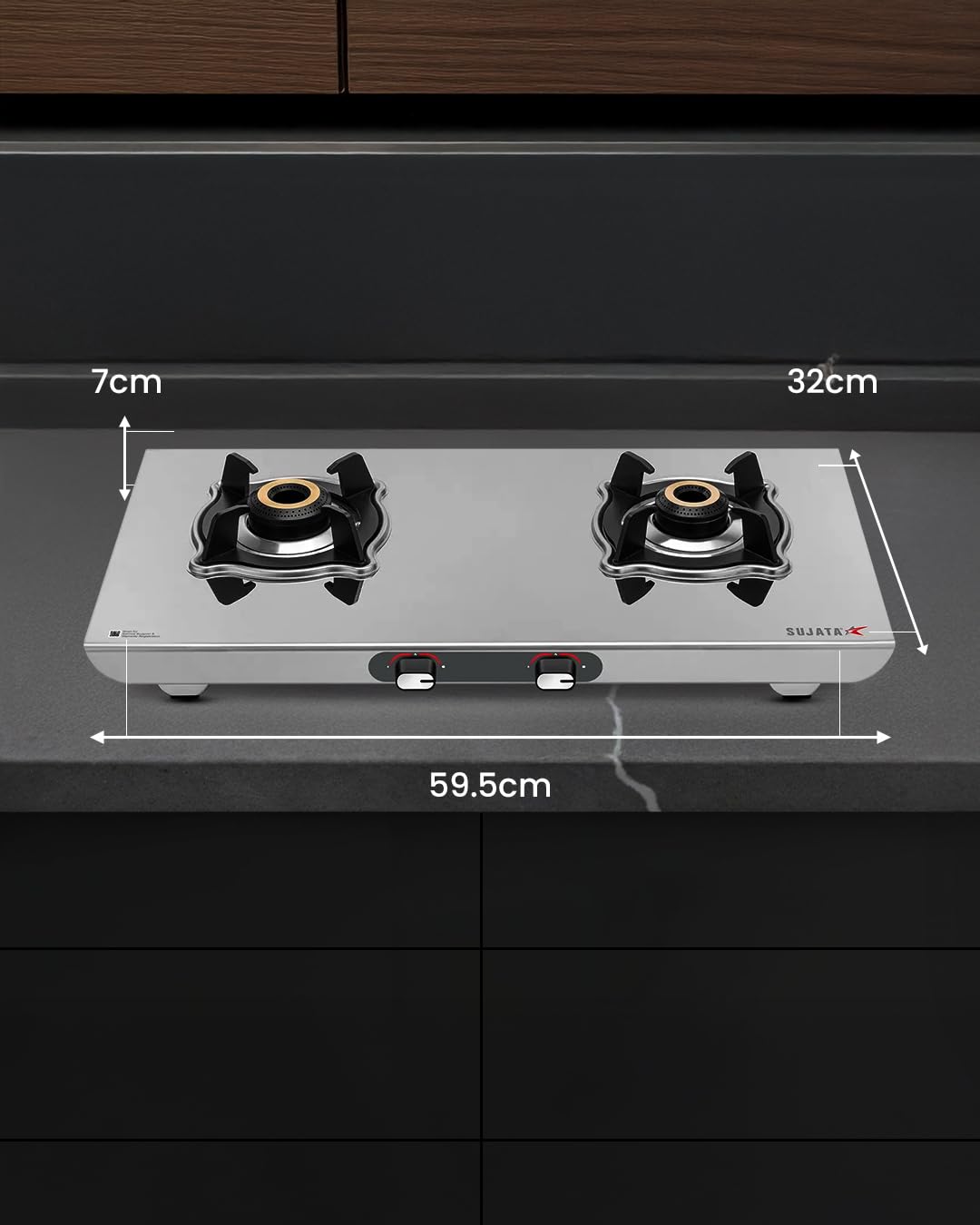 Sujata Majestic Gas Stove | SABAF Burners | ISI Certified | LPG & PNG
