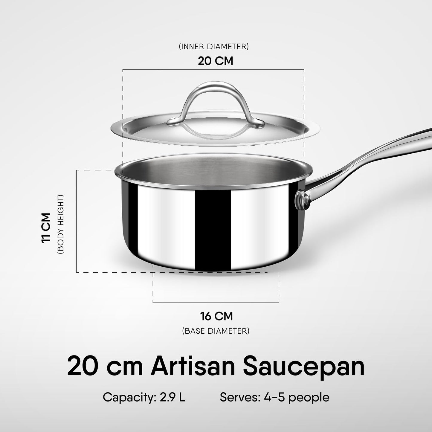 Stahl Artisan Triply Sauce Pan Milk Tea Pan with Lid