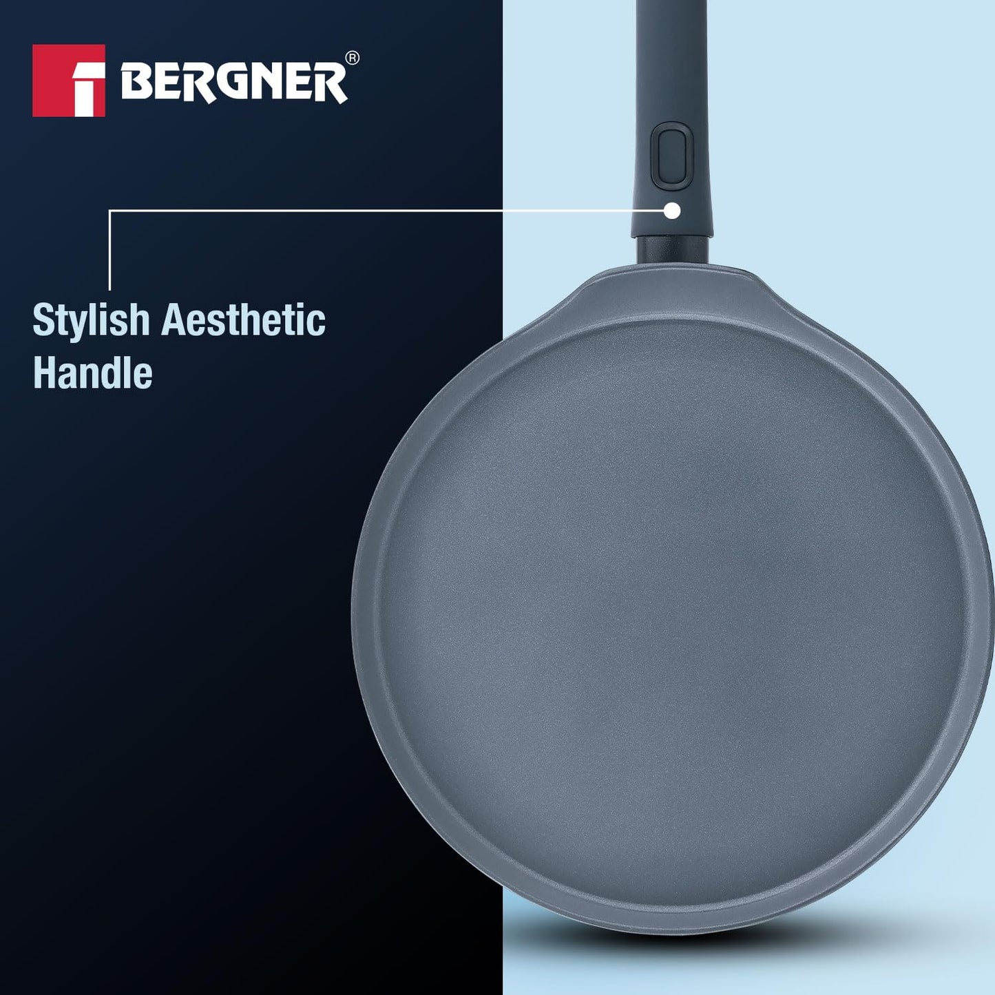 Bergner Jade 28cm Ceramic Non-Stick Dosa Tawa | Forged Aluminium | Induction Ready