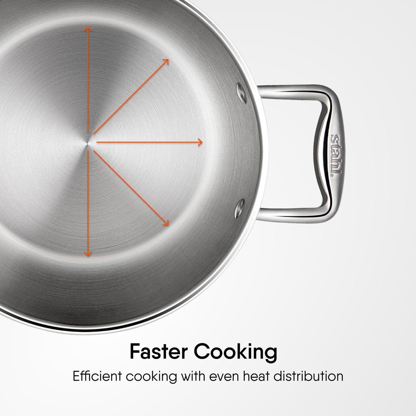 Stahl Triply Biryani Pot Sauce Pot 2.4L 3.2L 4.2L Induction Gas