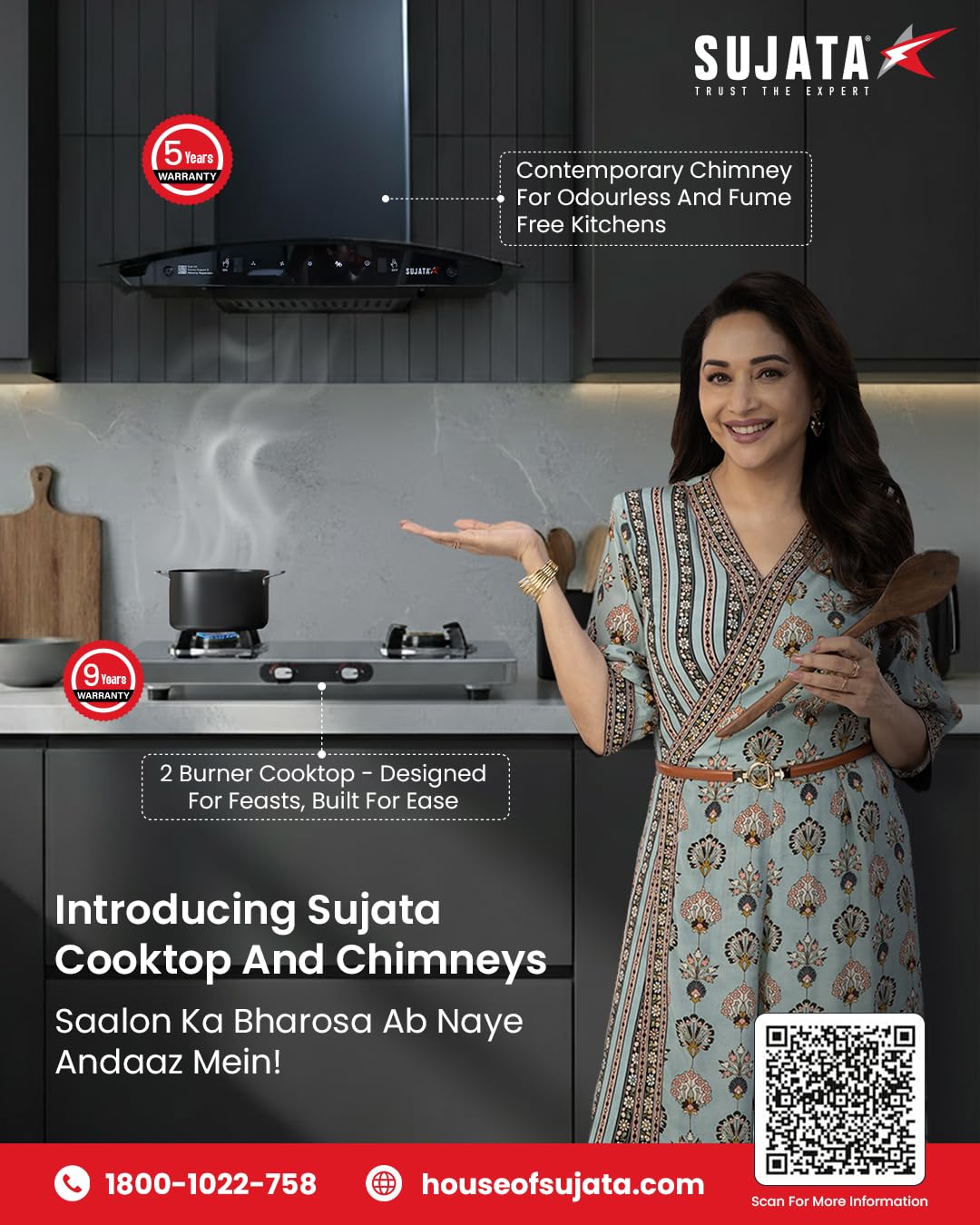 Sujata Majestic Gas Stove | SABAF Burners | ISI Certified | LPG & PNG