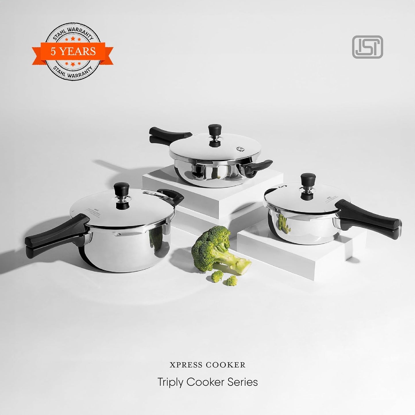 Stahl Xpress Triply Pressure Cooker Tall Induction Gas Broad