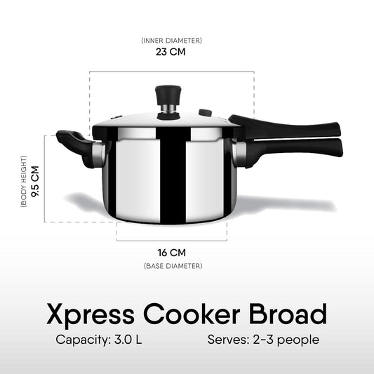 Stahl Xpress Triply Pressure Cooker Tall Induction Gas Broad