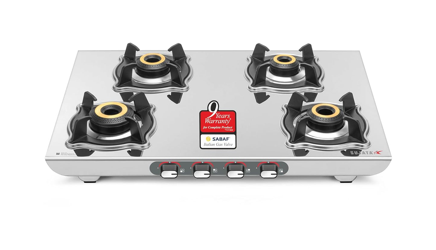 Sujata Majestic Gas Stove | SABAF Burners | ISI Certified | LPG & PNG