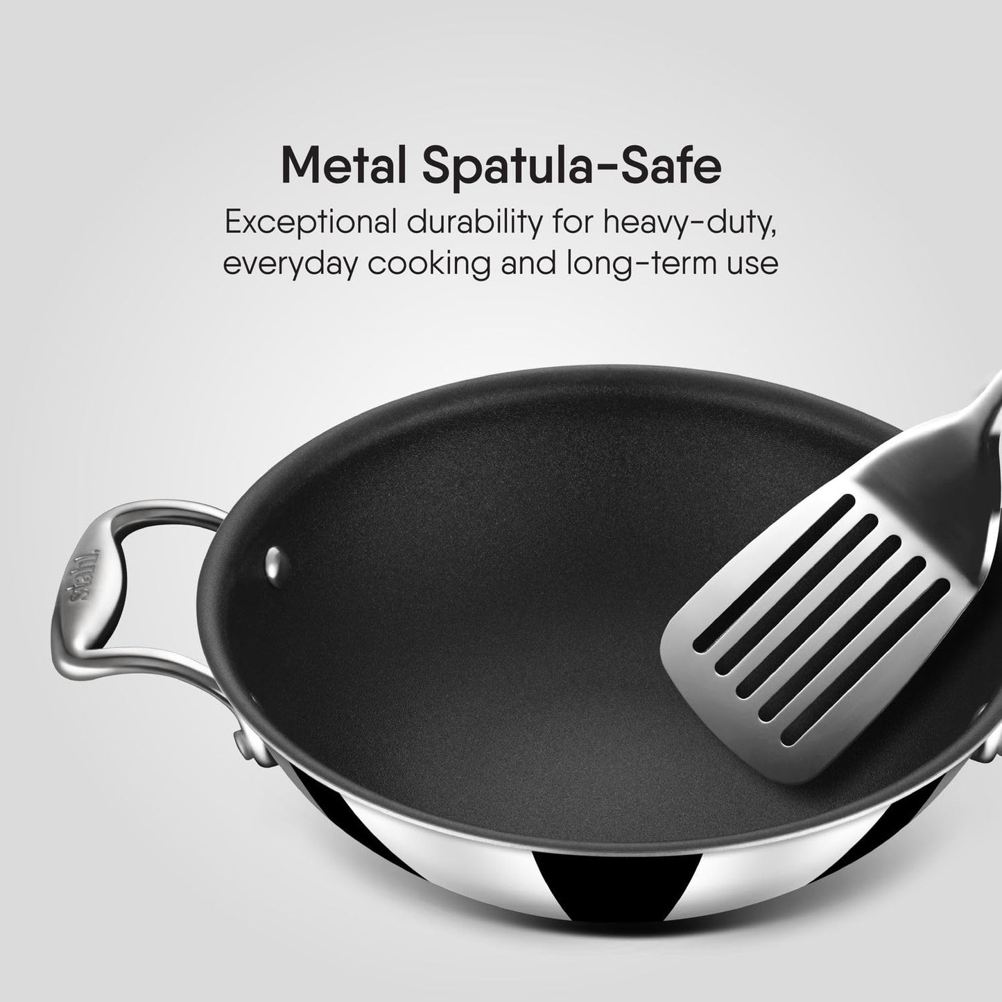 Stahl Artisan Kadhai Non Stick Triply with Lid