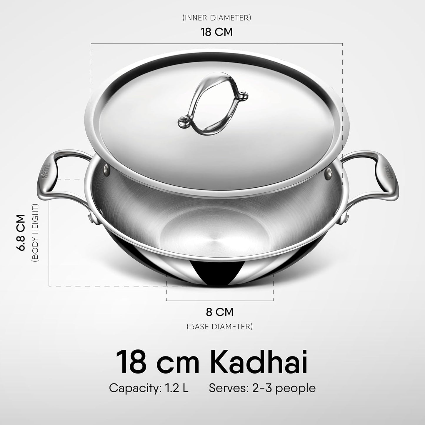 Stahl Artisan Kadhai Triply Induction Gas with Lid