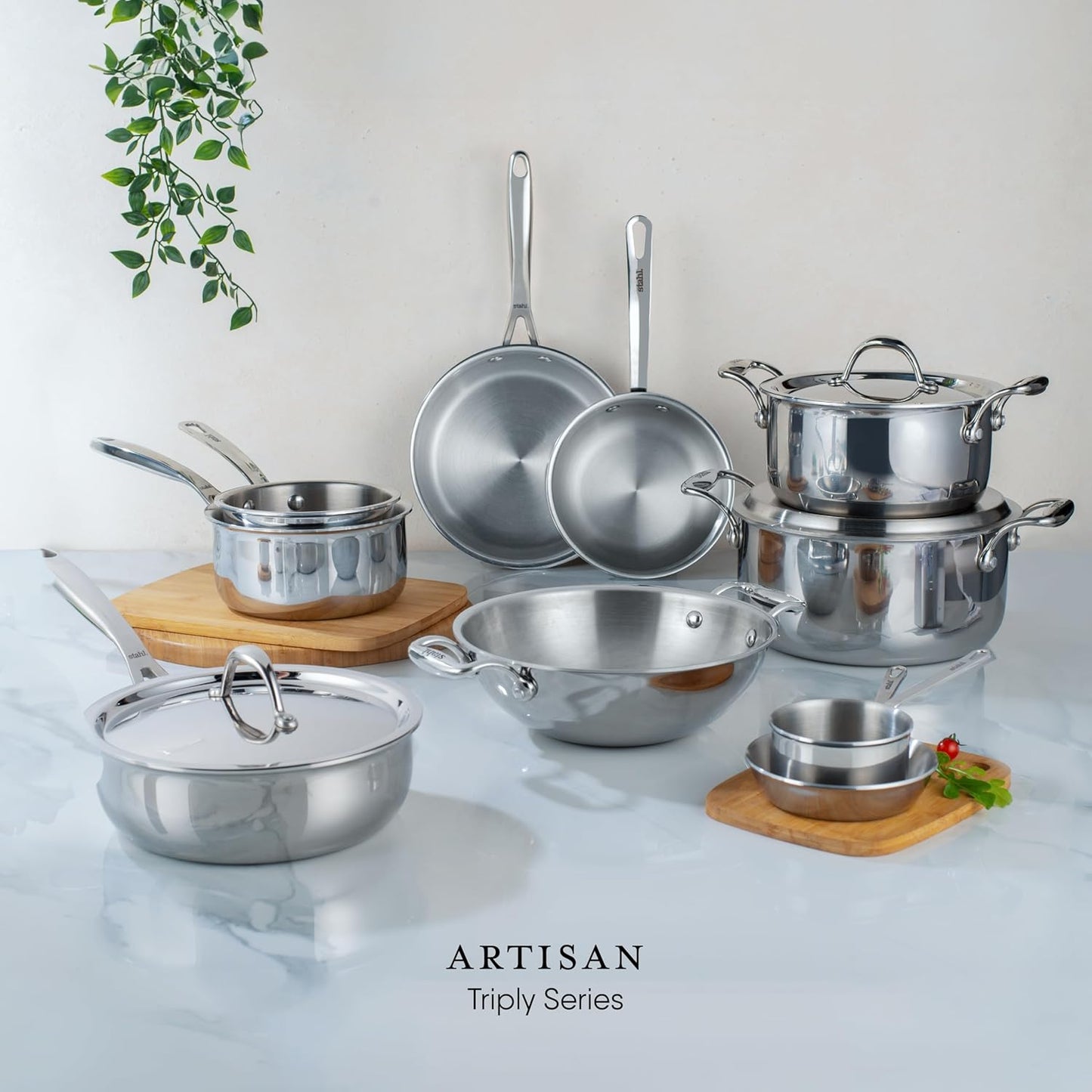 Stahl Artisan Kadhai Triply Induction Gas with Lid